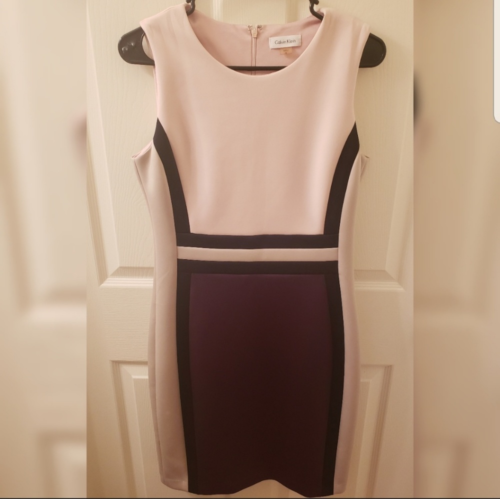 Calvin Klein Sleeveless Color Block Sheath Dress